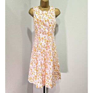 Liz Claiborne Trad Wife Floral Sleeveless Floral A Line Dress 8 Fit Flare Easter